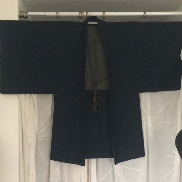 New Vintage Mens Japanese cotton KIMONO and HAORI navy - Picture 13 of 15